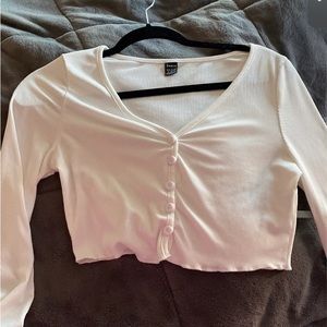 cropped white long sleeve